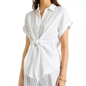 RALPH LAUREN Black Label white Tie 100% Linen Shirt